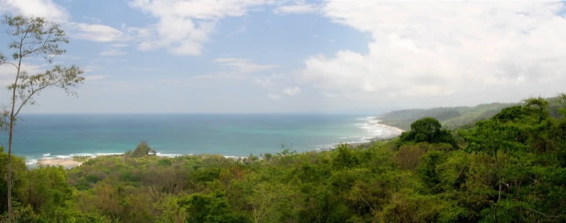 Panoramic view of the coast at Mal País, Costa Rica